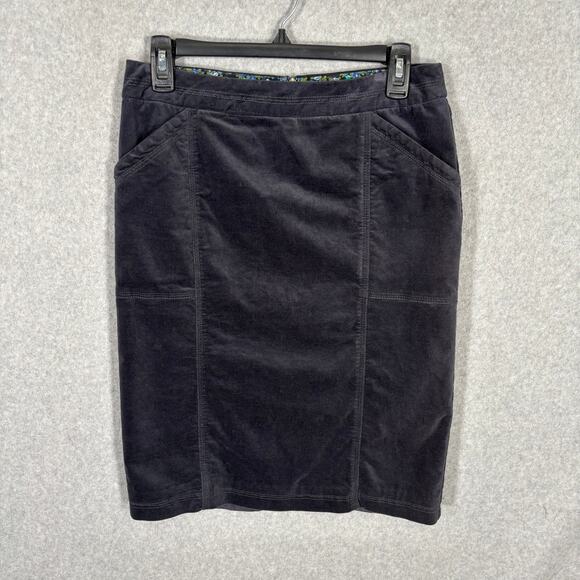 White Stuff Skirt 8 Charcoal Velvet Pencil Academia Career Office Secretary Twee - Picture 1 of 10